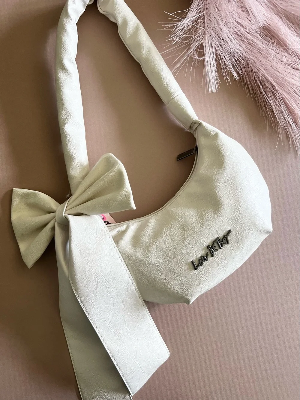Luv Betsey Cream Bow Hobo Shoulder Bag
